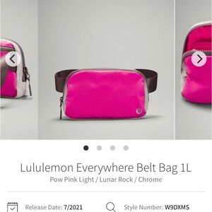 OG Lululemon Everywhere Belt Bag 1L pow pink
